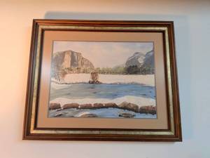 lot 258 image: Framed Winter Landscape Painting Signed A. Binyon 80