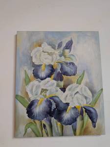 lot 259 image: Iris Floral Painting on Canvas Wall Art