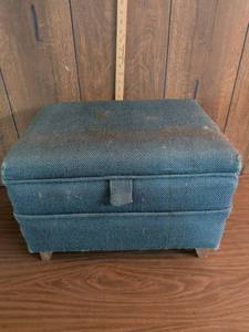 lot 274 image: Teal Covered Storage Box with Hinged Lid