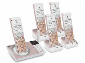 lot 417 image: AT&T Cordless Phone 5 Handset Answering System Caller ID Rose Gold CL82557