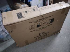 lot 547 image: Boxed Appliance Unit with Black Panel, Silver Metal Frame and Spring Hinge