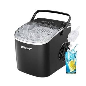 lot 400 image: Ehomy Countertop Ice Maker w Clear Front Window Black Model HZB-10M