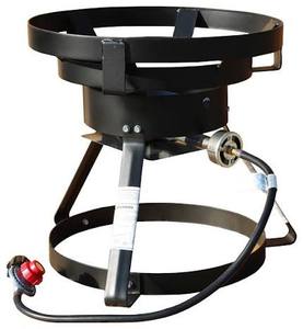 lot 546 image: Bass Pro Shops Outdoor Propane Cooker Stand w Burner & Regulator Hose
