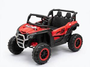 lot 550 image: Red 2-Seat Ride-On UTV Toy Vehicle w Steering Wheel and Roll Bars - Tested, Works, Needs Charger