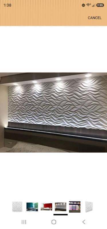 lot 21128 image: 18- 2x2 Textured 3D Wall Art Panels White Wave Pattern - Retail $400