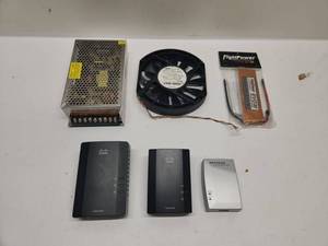 lot 34 image: Networking Equipment Lot Cisco Netgear Linksys Routers Power Supply Fan Battery