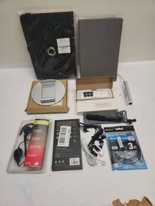 lot 35 image: Mixed Electronics Accessories Lot Tablet Cases Headset Cable Screen Protector Stand Presenter