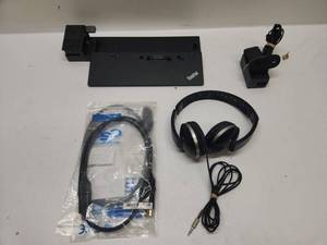 lot 38 image: Lenovo ThinkPad Docking Station with Headphones and Webcam