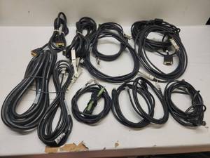 lot 44 image: Lot of 9 Mixed Computer Video and Network Cables VGA DVI HDMI Ethernet