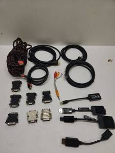 lot 48 image: Computer Cable Adapter Lot HDMI DVI DisplayPort USB RCA Braided
