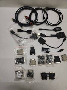 lot 49 image: Lot of Video Display Cables and Adapters HDMI DVI USB Converters