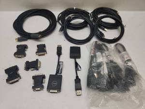 lot 50 image: Computer Video Cable Adapter Lot HDMI DVI DisplayPort USB