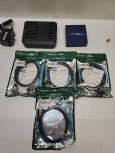 lot 57 image: Cisco DPC3008 Cable Modem NETGEAR GS105 Switch Network Bundle with Cables