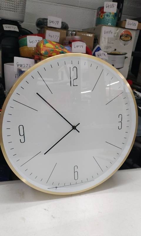 lot 4151 image: Wall Clock with Wooden Frame and Minimalist Design