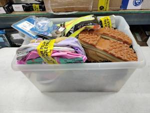 lot 8222 image: Mixed Lot Work Boots, Hi-Vis Vest, Philips Amara View Cushions, Hello Kitty Backpack