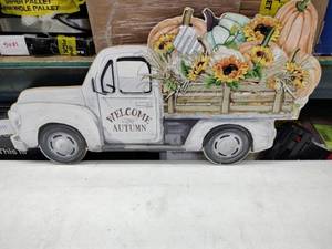 lot 8226 image: Fall 2023 Hobby Lobby Welcome Autumn Truck Wood Wall Decor 31.5x16.9in