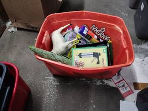 lot 8243 image: Mixed Lot Biscuit Press Box, Childs Backpacks, Merry Christmas Decor & More