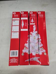 lot 8272 image: Lot of 4 Christmas House 18in White Christmas Trees, 11in Diameter