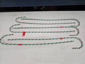 lot 8280 image: Christmas House Candy Cane Decor 32 in Red, White and Green Striped Lot - Lot of 6