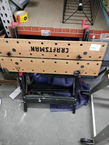 lot 6036 image: Craftsman Folding Portable Workbench with Pegboard-Style Top and Ruler Edge