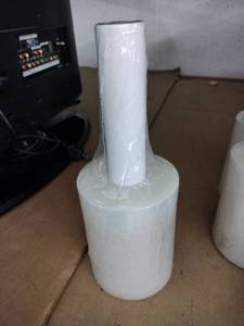 lot 6043 image: Lot of 3 Hand-Style Stretch Wrap Rolls with Cardboard Core Handles