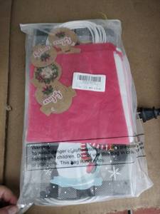 lot 6044 image: Christmas Paper Gift Bags w Believe and Holly Jolly Gift Tags, Bagged Set