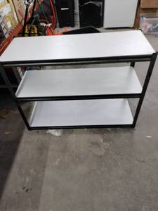 lot 6062 image: 3-Tier Steel Boltless Shelving Unit w White Laminate Shelves