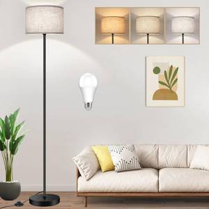 lot 226 image: TOBUSA Floor Lamp for Living Room, Modern Standing Lamp with Drum Shade - Retail $40