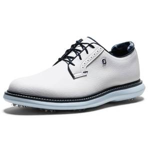 lot 294 image: PRE OWNED AS IS FootJoy Mens Traditions Blucher Golf Shoe, WhiteSky BlueCamo, 9.5 - Retail $155