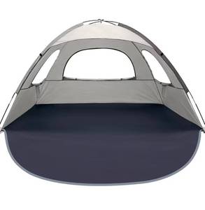 lot 313 image: WhiteFang Beach Tent Anti-UV Portable Sun Shade Shelter  Extendable Floor with 3 Ventilating Mesh Windows Plus Carrying Bag, Stakes and Guy Lines - Retail $0