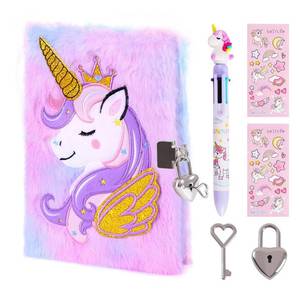 lot 325 image: PrinBarBee Unicorn Diary with Lock, Secret Journal for Girls Ages 6-8 - Retail $20