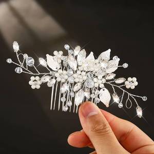 lot 327 image: JEAIRTS Crystal Hair Comb Bridal Pearl Wedding Hair Accessories for Women - Retail $10