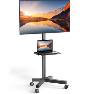 lot 358 image: Unmanifested for Pieces Rolling TV Stand on Wheels for 23-65 Inch TVs,Tilt Mobile TV Cart Holds up to 99 lbs with Adjustable Height Shelf, Outdoor TV Stand for Bedroom Max VESA 400x400mm PSTVMC04 - Retail $50