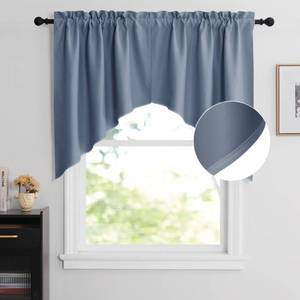 lot 390 image: NICETOWN Room Darkening Swag Curtain Valance, Elegant Rod Pocket Tailored Scalloped Window Treatment Curtains for Home DecorOffice (2 Panels, 36 W X 36 L per Panel, Stone Blue) - Retail $25