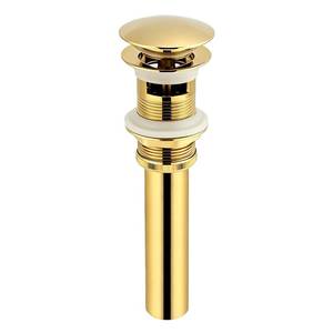 lot 400 image: Polish Gold Bathroom Sink Drain,Pop Up Drain with Overflow - Retail $20