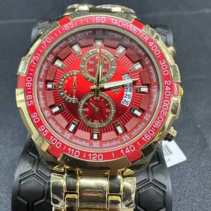 lot 1 image: Red & Gold Sports-Master Chronograph Wristwatch 48 mm Case NEW