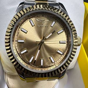 lot 17 image: Invicta Two-Tone Wristwatch Gold-Tone Dial mfg #69009 Brand New