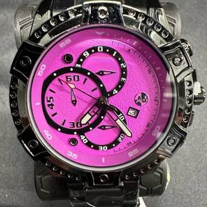 New Magenta & Black Multi-Subdial Wristwatch 51 mm Case with Date Window