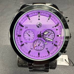 lot 37 image: Lavender & Black 53mm Steel-Explorer Chronograph Wristwatch NEW