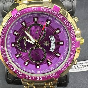 Purple & Gold Sports-Master Chronograph Wristwatch 48 mm Case NEW