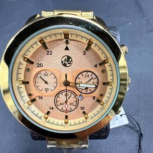 lot 43 image: Peach & Gold 53mm Steel-Explorer Chronograph Wristwatch NEW