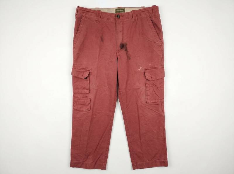 lot 606 image: Eddie Bauer Mens Cargo Pants 3630 Red Cotton