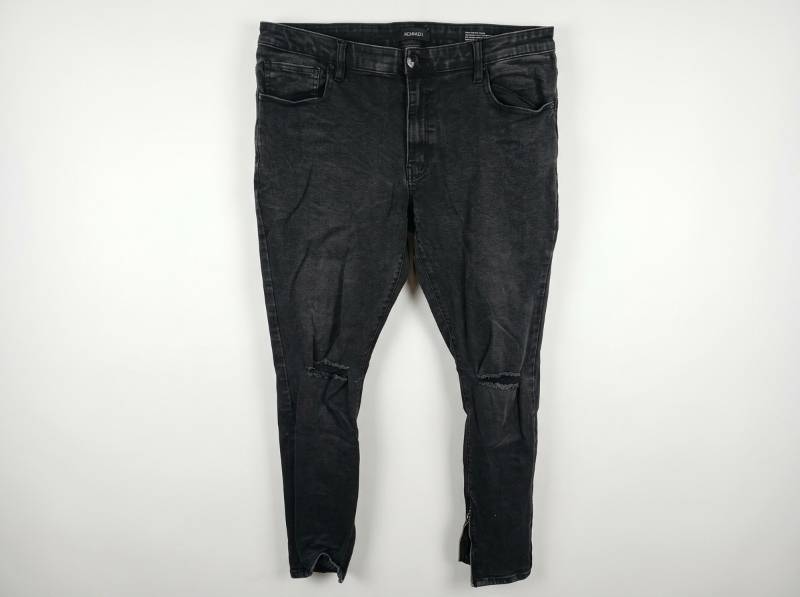 lot 619 image: Nova Men Black Washed Distressed Skinny Jeans Size 38 w Ankle Zippers