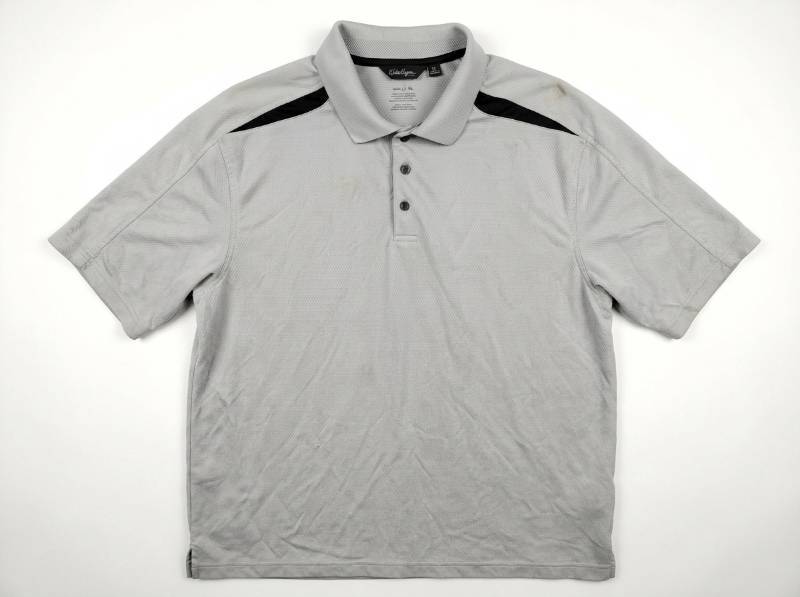 lot 636 image: Walter Hagen Essentials Mens XL Short Sleeve Polo Shirt Gray w Black Accents