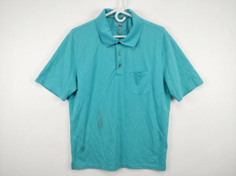lot 645 image: PGA Tour Mens Short Sleeve Polo Shirt Aqua Teal w Chest Pocket