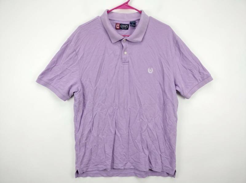 lot 659 image: Chaps Mens Short Sleeve Polo Shirt Lavender XXL 100% Cotton