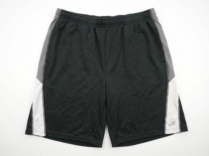 lot 681 image: New Balance Mens Large Athletic Shorts Black w Gray and White Side Panels - L
