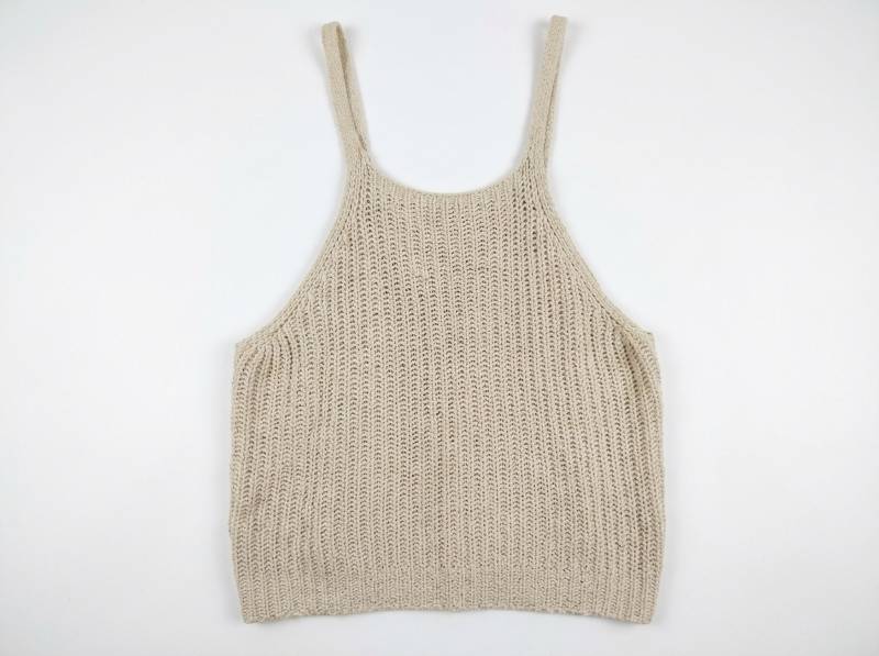 lot 716 image: Forever 21 Womens Beige Open-Knit Sweater Cami Tank Top Size L