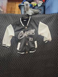 lot 2115 image: Kids Chicago 23 Varsity Style Snap-Front Jacket Black and White
