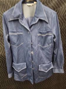 lot 2118 image: Vintage Christenfeld of California Denim-Look Button-Front Jacket w Matching Pants